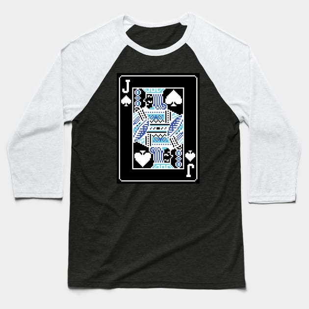 Jack of Spades Pixel Art Bright Negative Mode Baseball T-Shirt by inotyler